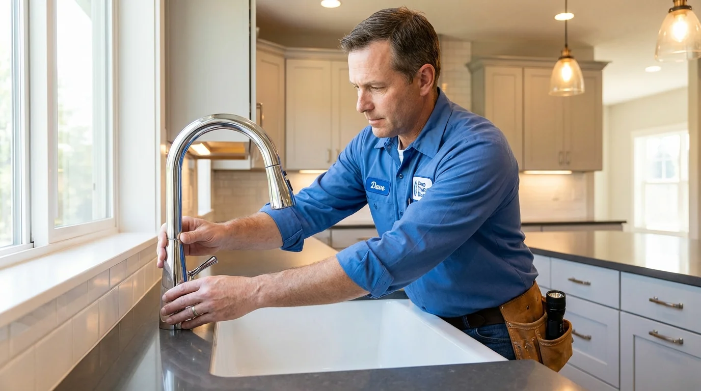 Kitchen faucet installation by Johns Plumbing LLC in Wiscasset