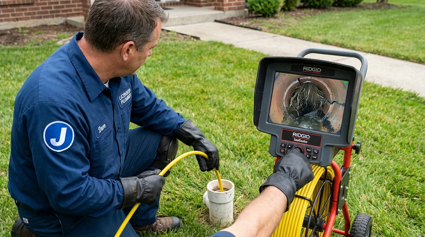 Sewer camera inspection being performed by Johns Plumbing LLC in Wiscasset